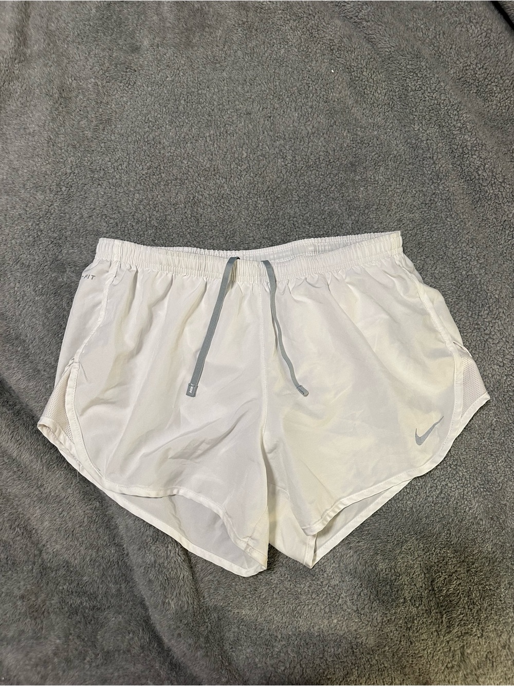 Nike Women’s White Athletic Running Shorts with Grey Drawstring